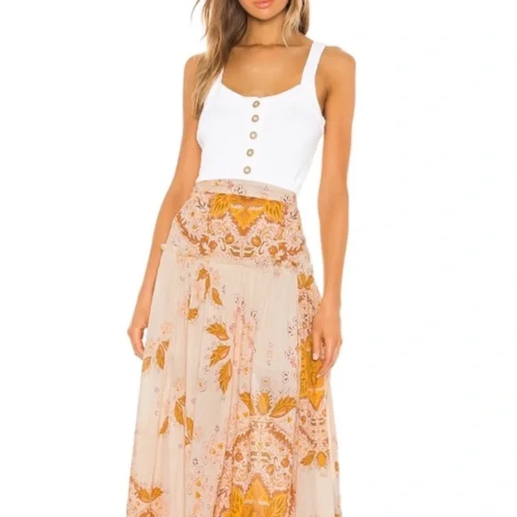 🆕Free People | Drop Waist Long Skirt Sz 4 NWT - Picture 2 of 9
